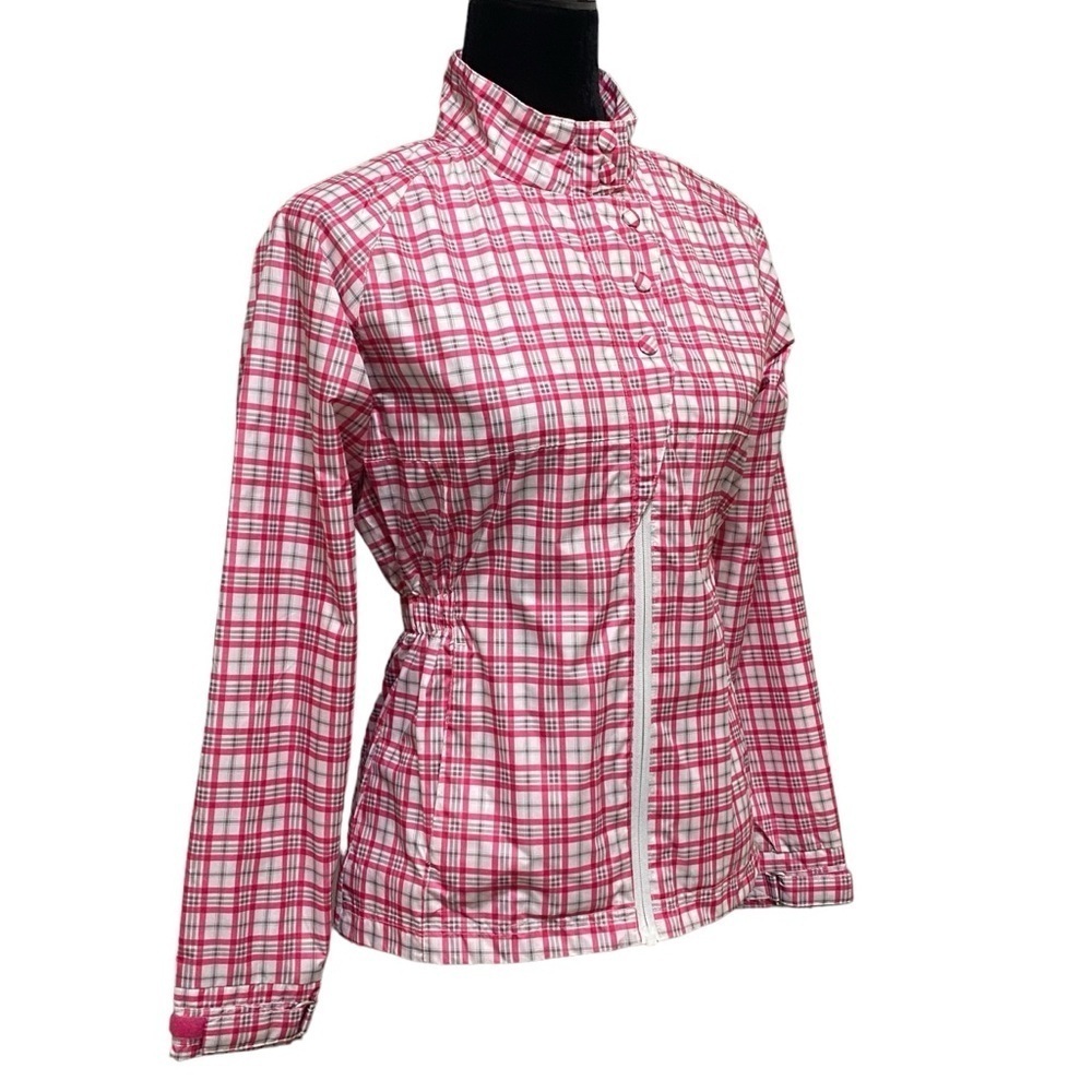 Stormpack Pink Plaid Waterproof Windbreaker Jacket Size XS Hoodless NWT Travel - Picture 2 of 9